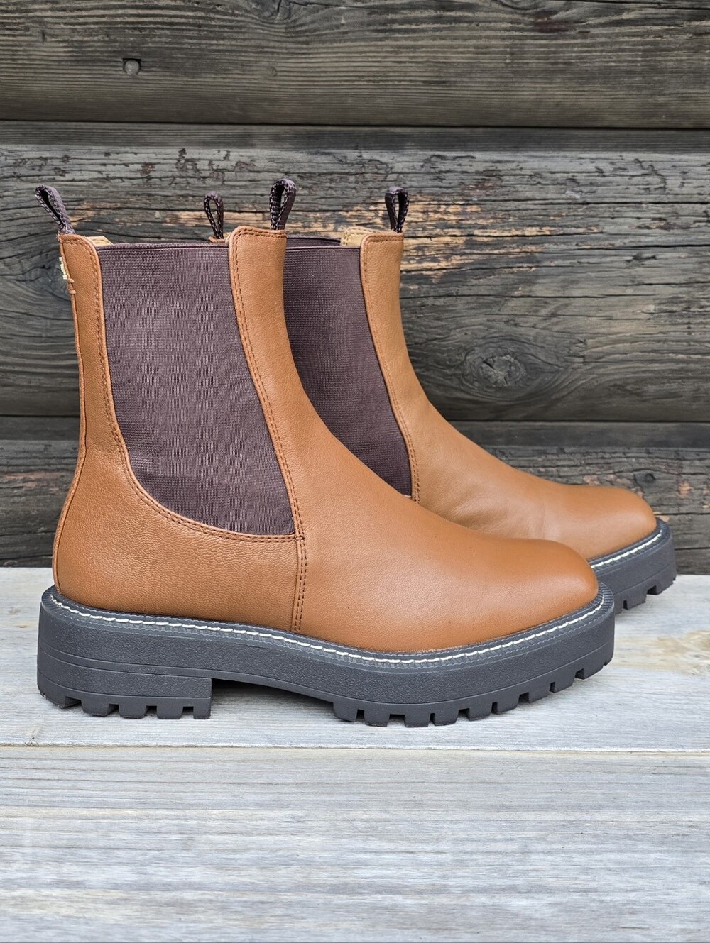 Sam Edelman Laguna Urban Utility Minimalist Platform Lug Sole Chelsea Boots 7.5M - Picture 3 of 16